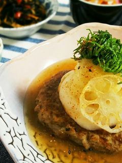 蓮根入りいわしハンバーグ みぞれあんかけ-レシピのメイン写真
