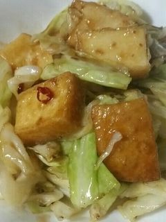 厚揚げとキャベツの和風辛味酢醤油炒め-レシピのメイン写真