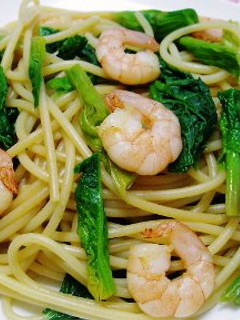 エビとほうれん草のパスタ。-レシピのメイン写真