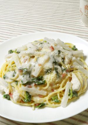 大根とカリカリ梅の豆乳パスタ♪-レシピのメイン写真