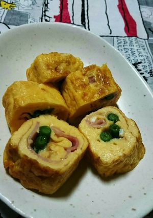 ﾍﾞｰｺﾝ＆ｲﾝｹﾞﾝ巻き★だし巻き玉子-レシピのメイン写真