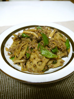 蓮根とピーマンの香味挽き肉炒め♪-レシピのメイン写真