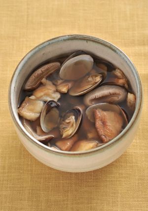 アサリと椎茸のほうじ茶スープ-レシピのメイン写真
