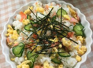 鮭ときゅうりと炒り卵のまぜ寿司♪-レシピのメイン写真