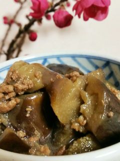 ご飯がすすむ!挽き肉とナスの甘辛煮-レシピのメイン写真