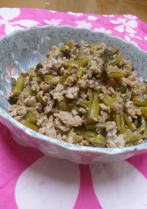 野沢菜とひき肉の味噌炒め-レシピのメイン写真