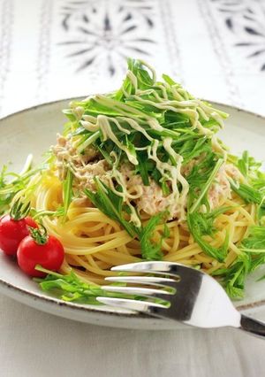 めんつゆで作る水菜のツナおろしスパゲティ-レシピのメイン写真