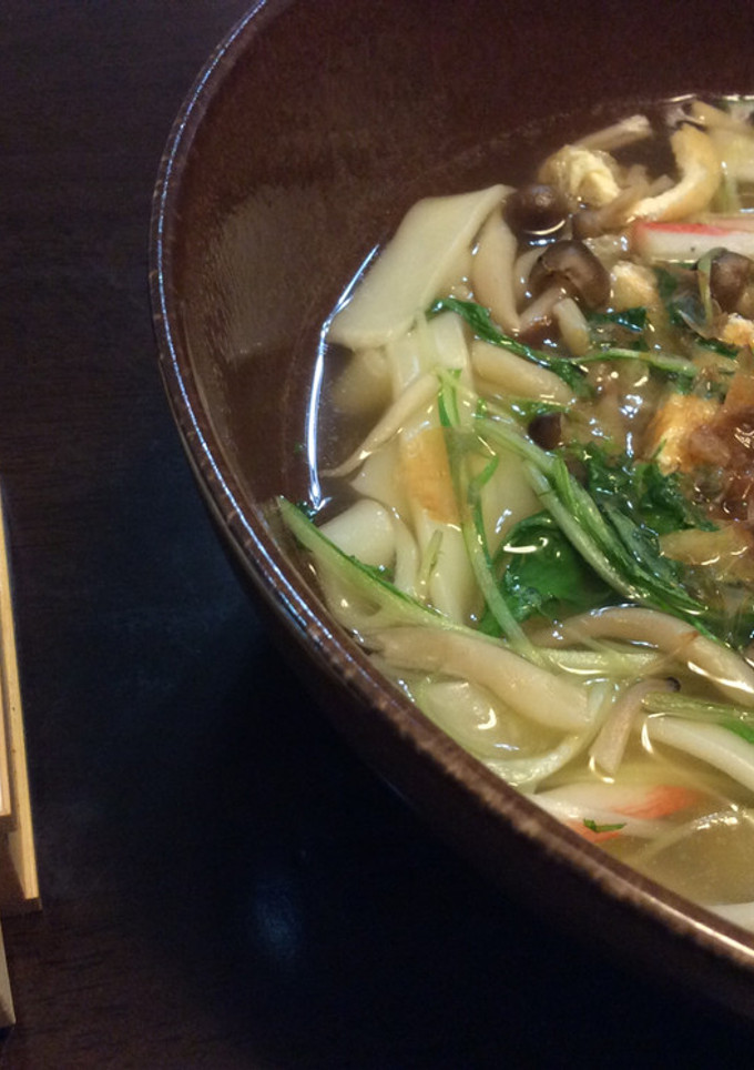 水菜とお揚げのきしめんうどん-レシピのメイン写真