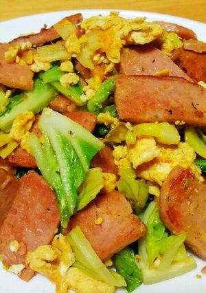 春キャベツとスパムのカレー風味炒め-レシピのメイン写真