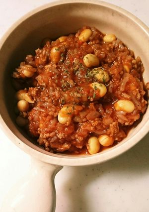 レンジで簡単 大豆とひき肉のトマト煮-レシピのメイン写真
