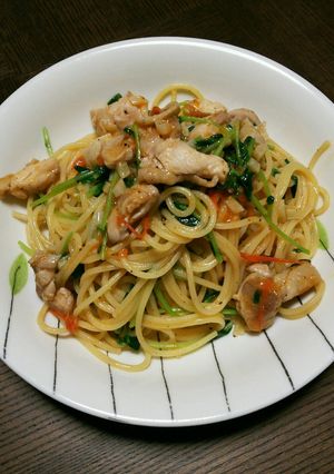 豆苗とチキンのトマトパスタ❤-レシピのメイン写真