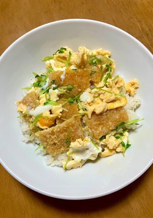 駄菓子でなんちゃってカツ丼-レシピのメイン写真
