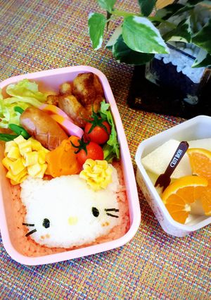 キャラ弁☆お花キティちゃん-レシピのメイン写真