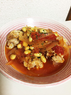 余ったトマト缶で!豚肉と大豆のトマト煮-レシピのメイン写真