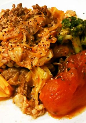 簡単！切り落とし牛肉のトマト缶煮込み風-レシピのメイン写真