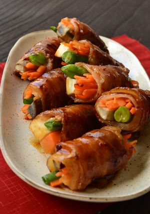 自然薯と野菜のピリ辛肉巻き-レシピのメイン写真