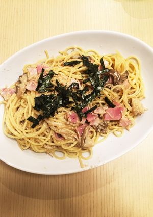 濃厚♪きのことベーコンの和風たらこパスタ-レシピのメイン写真