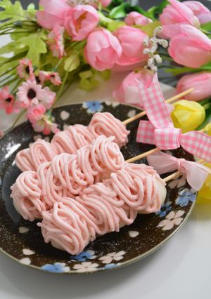 ♡あんクリームの桜団子♡-レシピのメイン写真