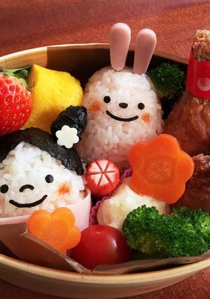 女の子&うさぎ♡春の遠足弁当♡キャラ弁-レシピのメイン写真