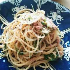 รูปของ 簡単！水菜とツナのパスタ☆