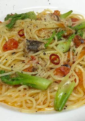 タラの芽と鯖缶のトマトパスタ-レシピのメイン写真