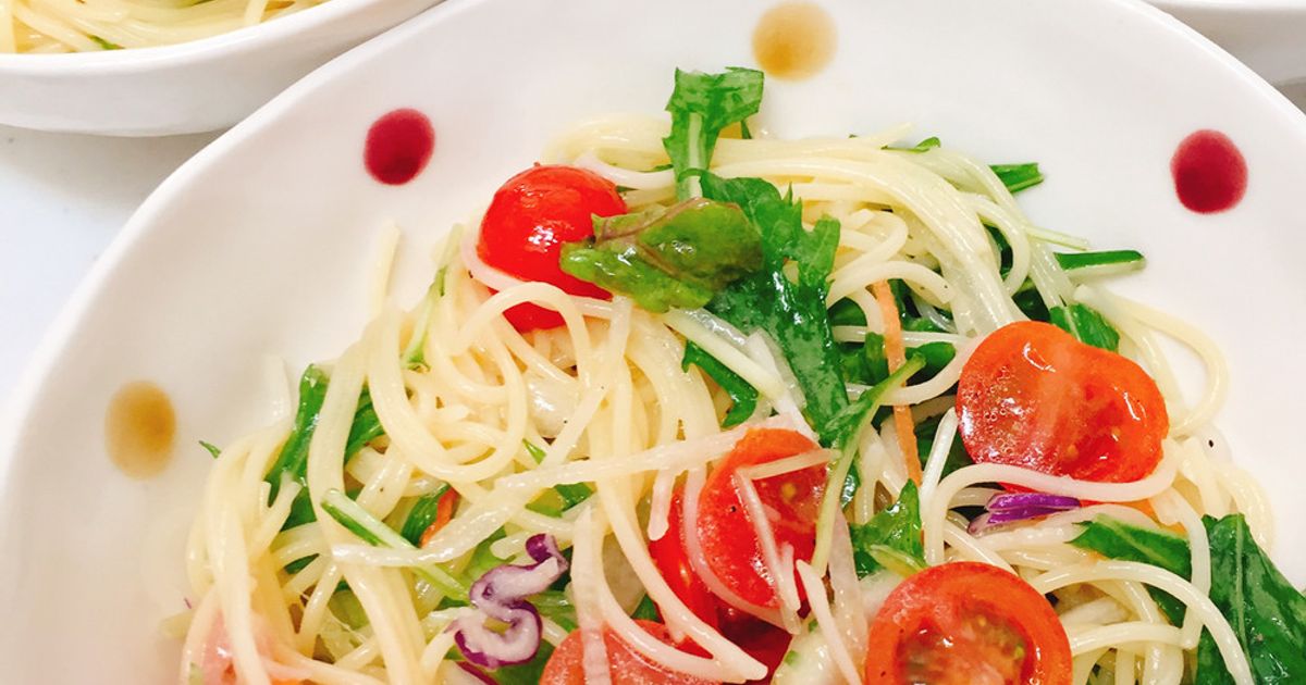 豆苗とコロコロ野菜のパスタサラダ by ICHICO☆ 【クックパッド】 簡単