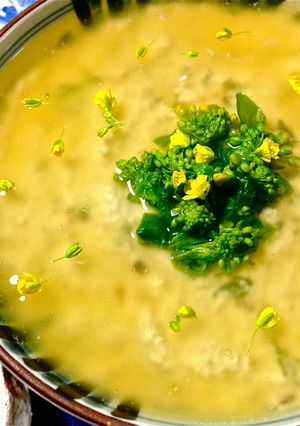 鶏ひき肉と豆腐の菜の花蒸し-レシピのメイン写真