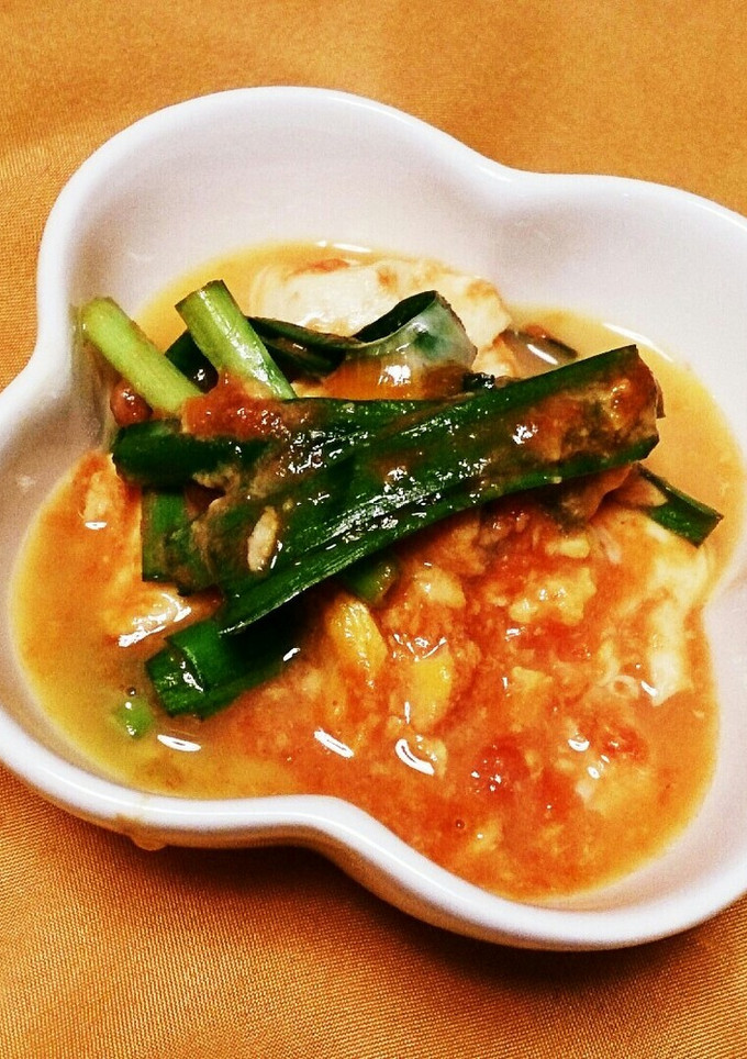 トマト缶で！お豆腐とニラの卵とじ☺-レシピのメイン写真