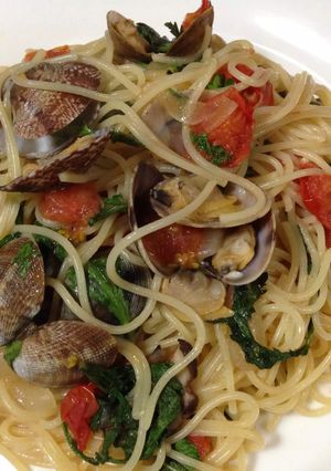 あさりと春菊ミニトマト パスタ-レシピのメイン写真