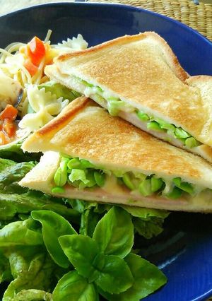 ＊バター香る枝豆ハムチーズホットサンド＊-レシピのメイン写真