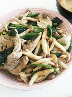 シンプル!ほうれん草ときのこと豚肉炒め-レシピのメイン写真