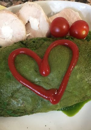 子供が食べる！緑のほうれん草オムライス-レシピのメイン写真