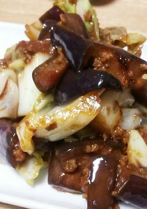 茄子とキャベツと挽き肉の甜麺醤炒め-レシピのメイン写真