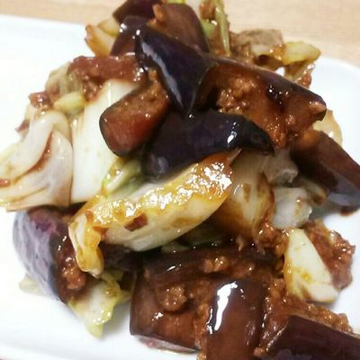 茄子とキャベツと挽き肉の甜麺醤炒め by penmal 【クックパッド