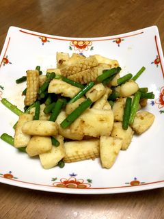 簡単!ニンニクの芽とイカの炒め物-レシピのメイン写真