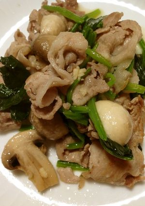 豚肉とマッシュルーム・ほうれん草炒め-レシピのメイン写真