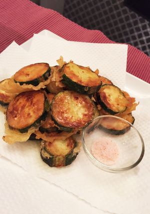 ズッキーニの焼き天ぷら(天ぷら粉)-レシピのメイン写真