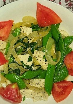 スナップえんどうとお豆腐のいためもの-レシピのメイン写真