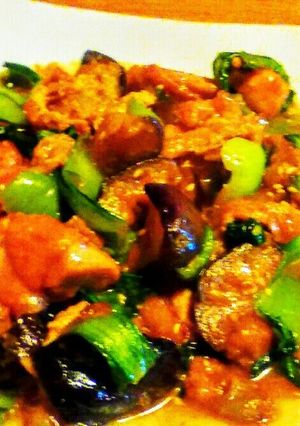 茄子と鶏肉と小松菜の【味噌と醤油炒め】-レシピのメイン写真