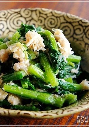 春の一品♪ かき菜とささみの明太子和え-レシピのメイン写真