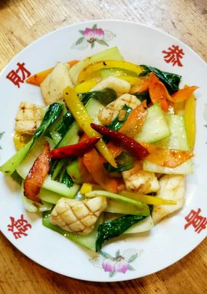 イカとチンゲン菜のXO醤炒め-レシピのメイン写真