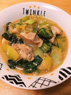 鶏とチンゲンサイのゴマ味噌煮-レシピのメイン写真