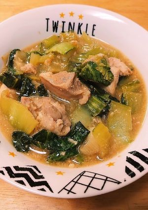 鶏とチンゲンサイのゴマ味噌煮-レシピのメイン写真
