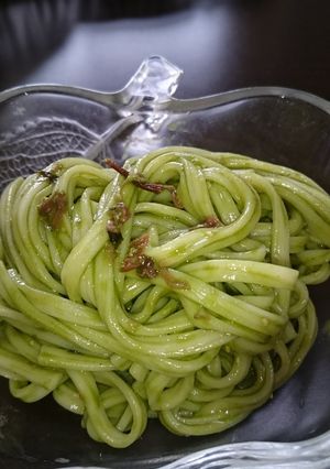 桜抹茶うどん-レシピのメイン写真