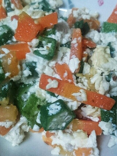 オクラと人参の豆腐炒め-レシピのメイン写真