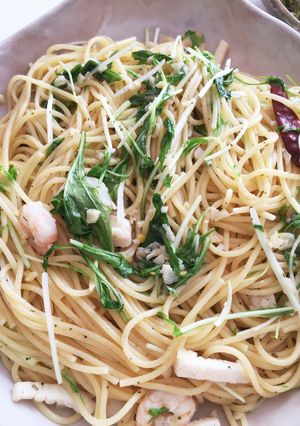 シーフードスパゲティ〜水菜入りました！-レシピのメイン写真