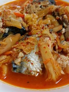 さば缶汁ごと!5分で出来るさばキムチ♪-レシピのメイン写真