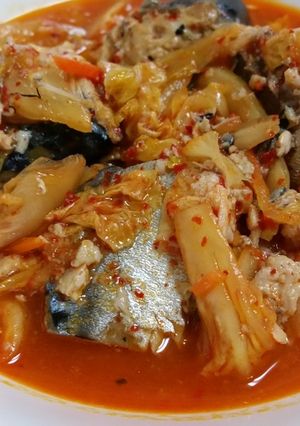 さば缶汁ごと!5分で出来るさばキムチ♪-レシピのメイン写真