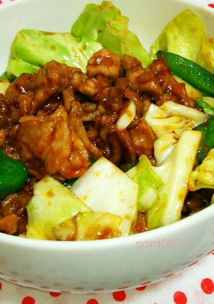 野菜たっぷり甘辛回鍋肉(丼)-レシピのメイン写真