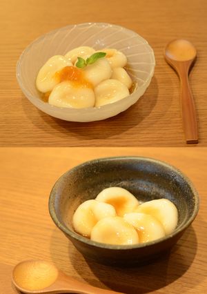 ひげ茶のコーン白玉　〜２種のソースで〜-レシピのメイン写真